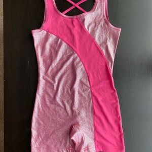 Danskin girls 10-12 pink glittery gym leotard